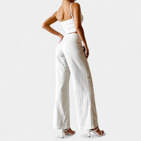 Cupcakes and Cashmere High Waisted Beige Cropped Culotte Pants Size XS/S - Picture 4 of 6